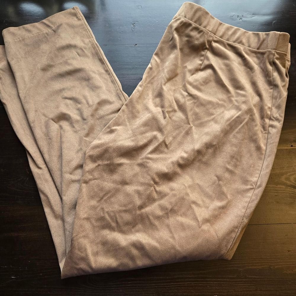 GRAVER Susan Graver Womens XL Tan Brown Faux Suede Ankle Leggings NWOT